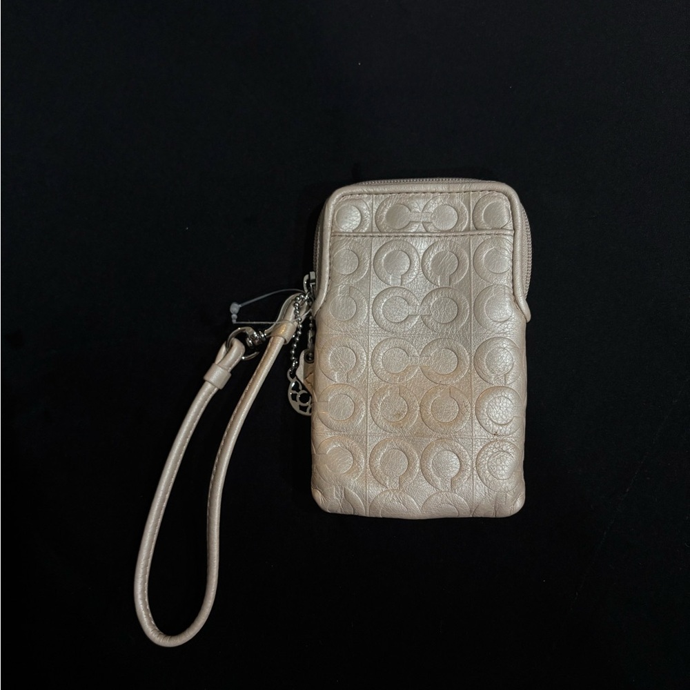 Coach Signature Iridescent Gold Wristlet